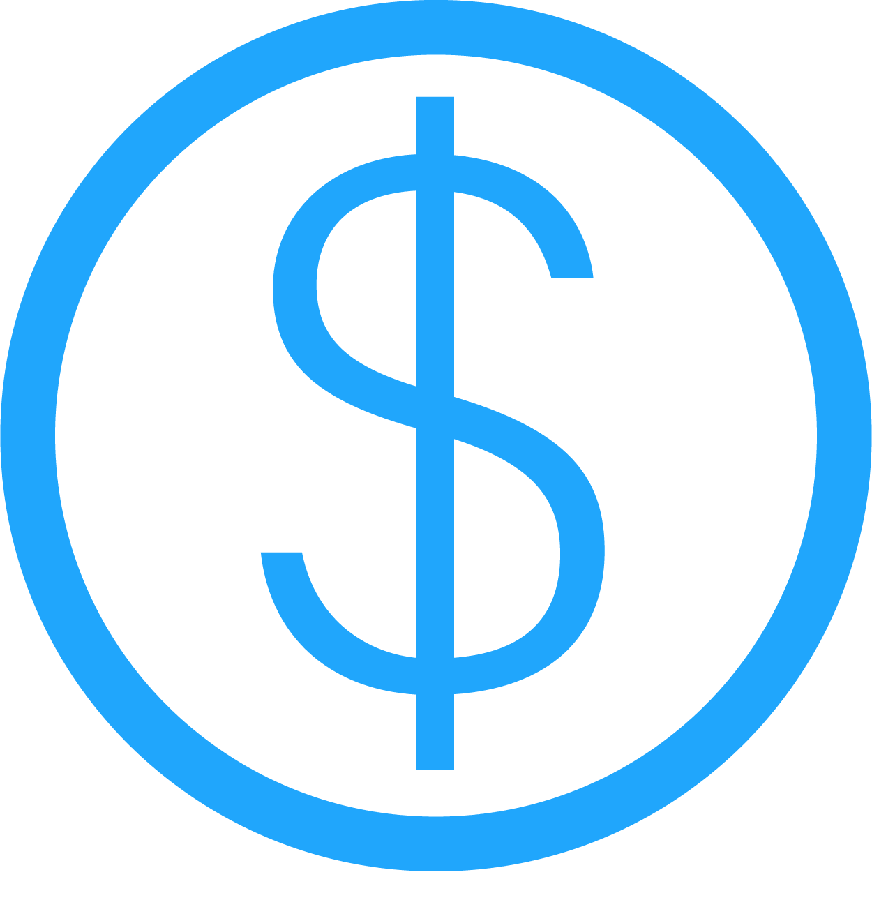 Blue illustration of an American dollar sign 