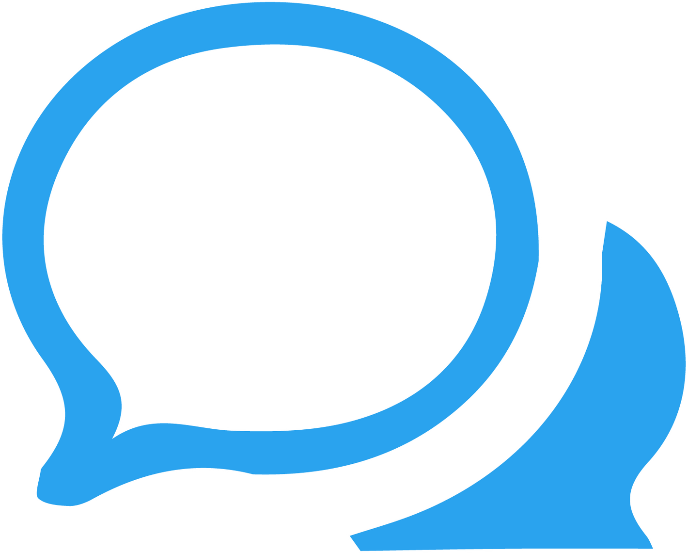 Blue illustration of a text bubble.
