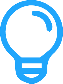 Blue illustration of a light bulb
