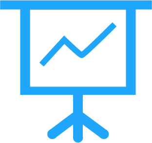 blue illustration of a board with a line graph